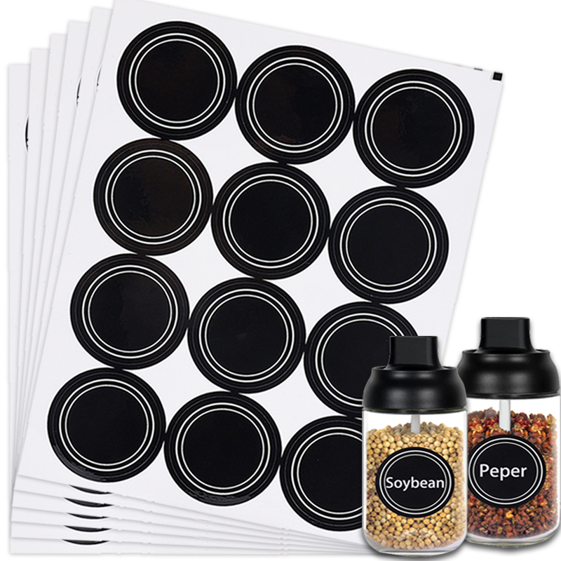 Description Picture 2 of itemRound Blank Spice Stickers Kitchen Jars Spices Bottles Labels Food Storage Sticker Reusable Waterproof Blackboard Tags Stickers