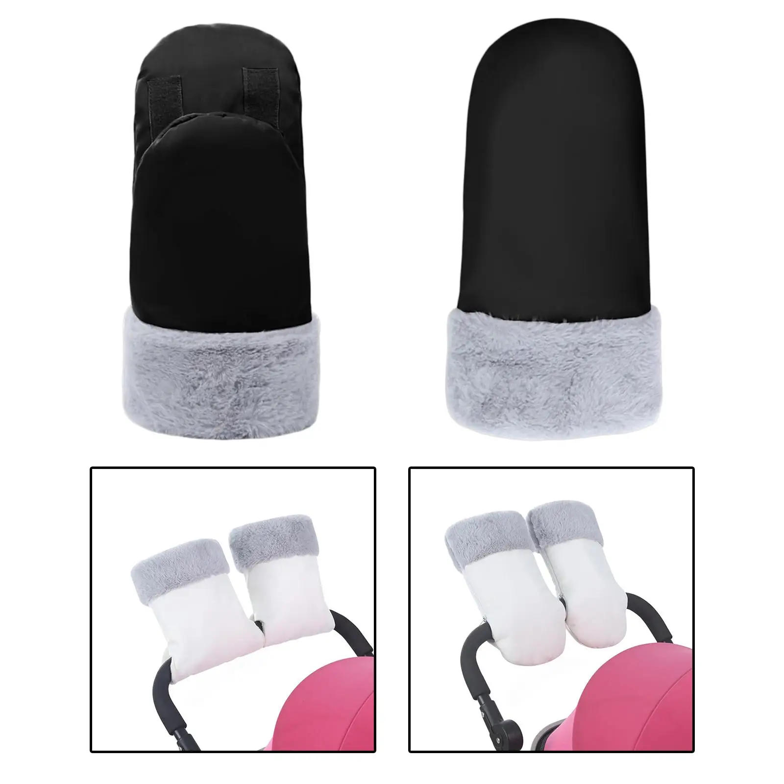 2 Pieces Stroller Gloves Pram Handmuff Thick Stroller Accessories Portable Windproof for Golf Cart Pram Pet Gears Pushchair