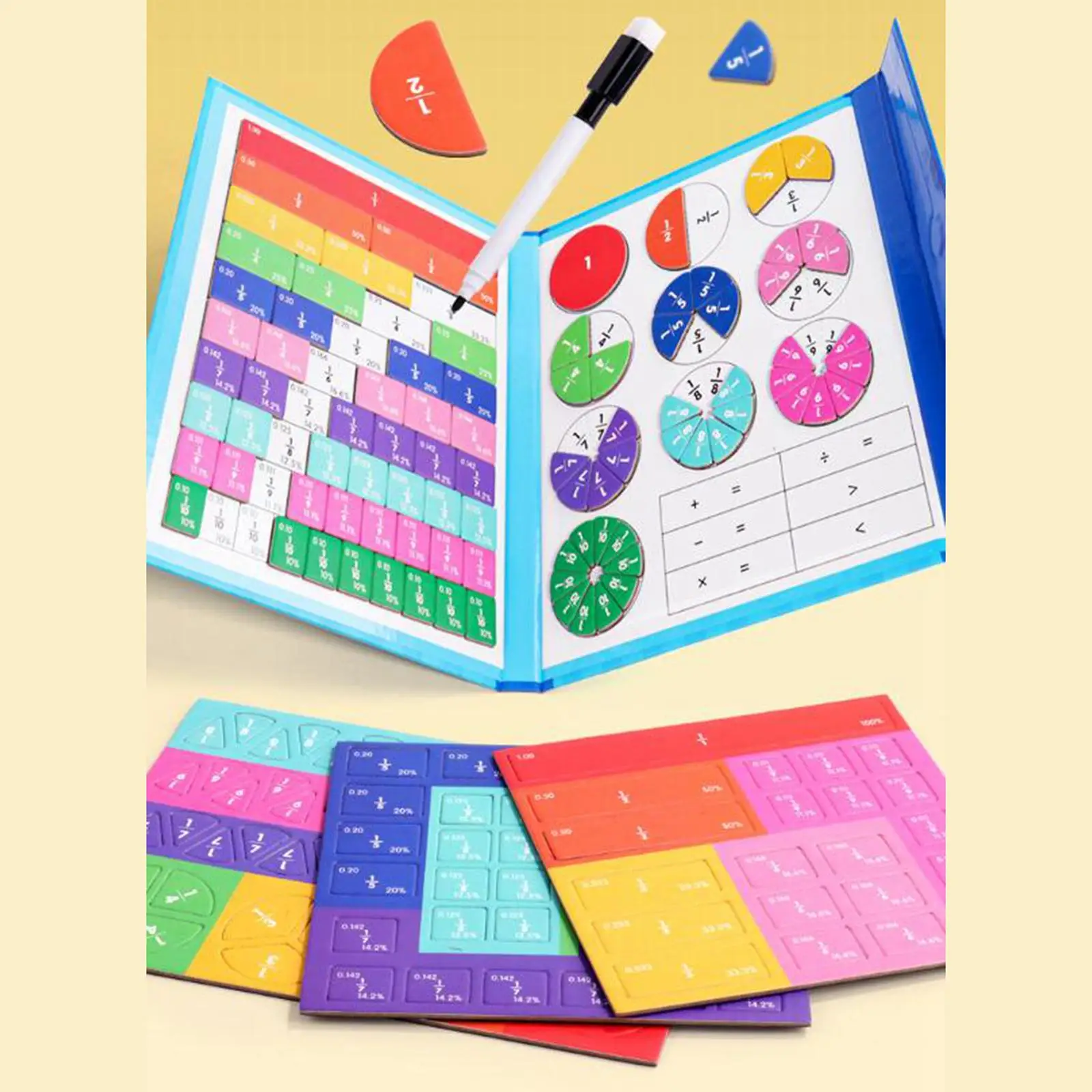 Fraction Learning Math Toys Supplies Arithmetic Math Teaching Tools Fraction Teaching Aids for Living Room Home Gift Unisex Kids