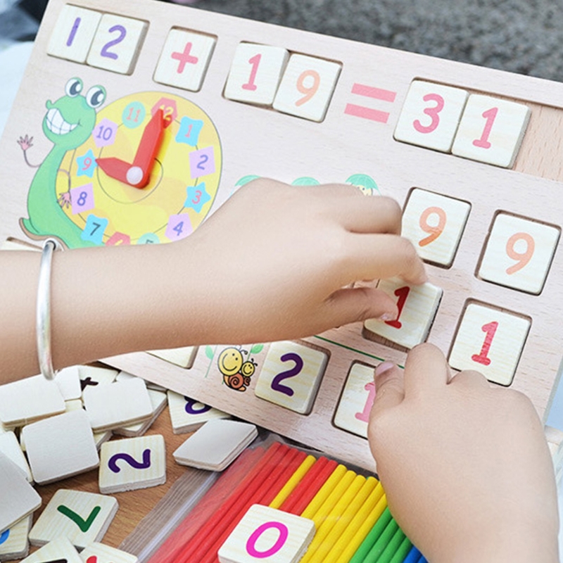 Boîte d'Apprentissage Mathématique Multifonction en Bois - petitgenie - صندوق التعلم المتعدد الوظائف للرياضيات من الخشب