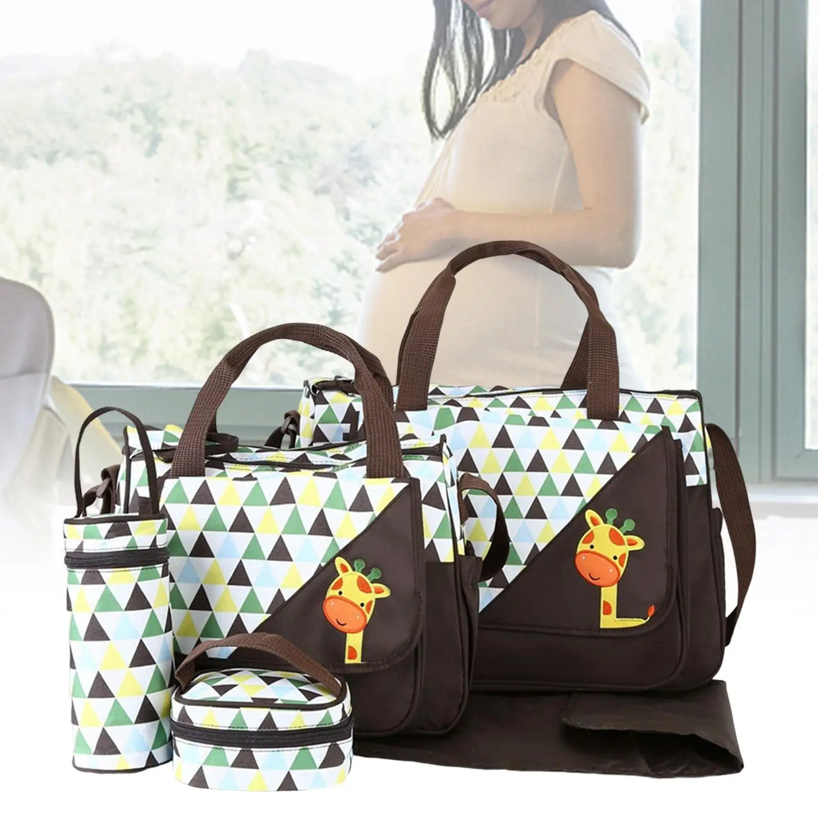 Diaper Bag Set with Changing Mat Multifunction Handheld Bag Tote Travel Bag