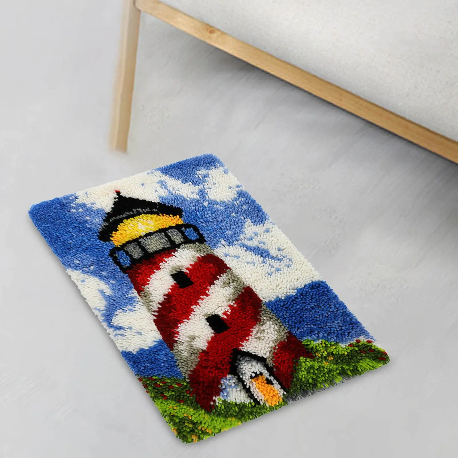 Creative DIY Latch Hook Rug Kit Embroidery Needlework Crochet Carpet Color Pattern for Gift