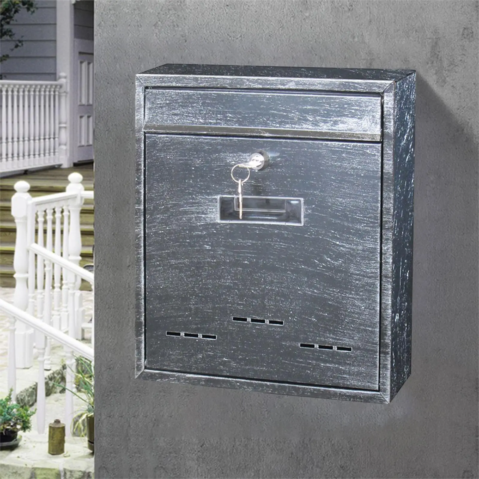 Retro Style Wall Mount Mailbox Lockable Iron Rainproof Mail Box Letter Box Postbox for Gate External door Office