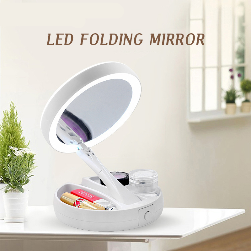 Best of Foldable Led Magnifying Mirror Makeup Costway White Vanity Cosmetic Mirror USB Charging Or Battery With Light 10X Table Mirrors Reviews & Tips