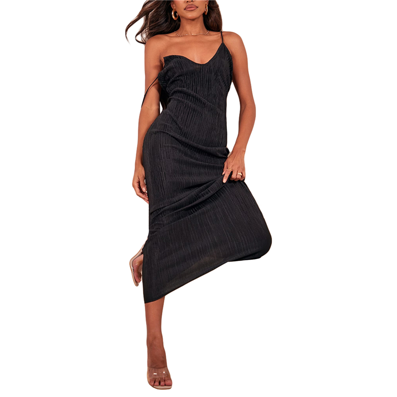 Vestido plisado para mujer, estampado floral/tie-dye/color liso, tirantes finos, sin mangas, para salir y fiestas.