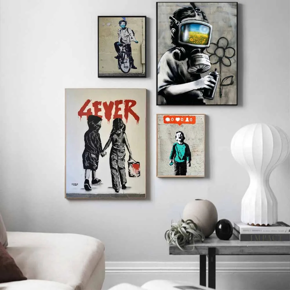 Street Culture Graffiti Art Prints and Poster Banksy Living Room Corridor Bedroom Home Decor Canvas Painting Wall Art Pictures