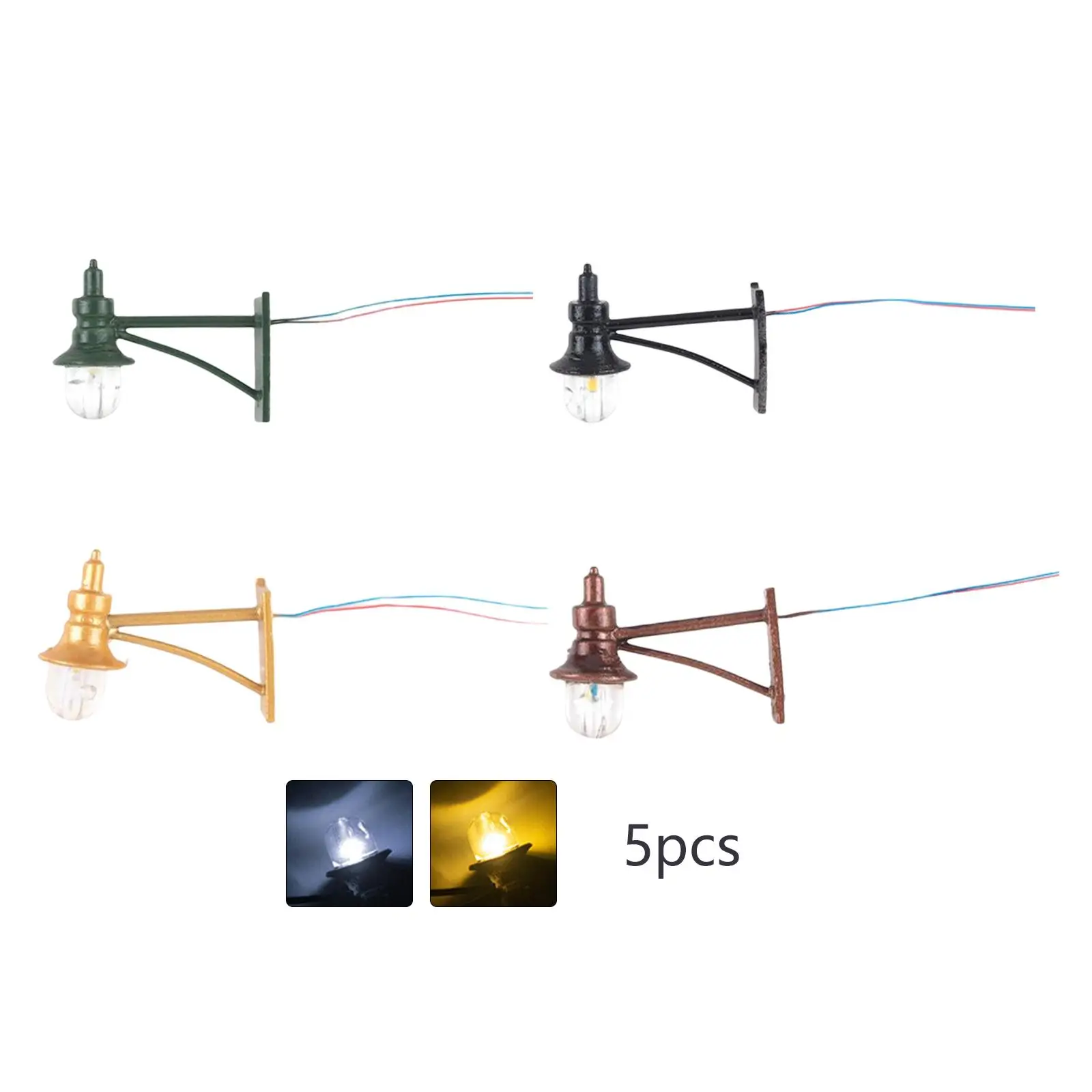 5x 1:87 Model Railway Lamps Miniature Streets Lamps for Courtyard Living Scene Accessories