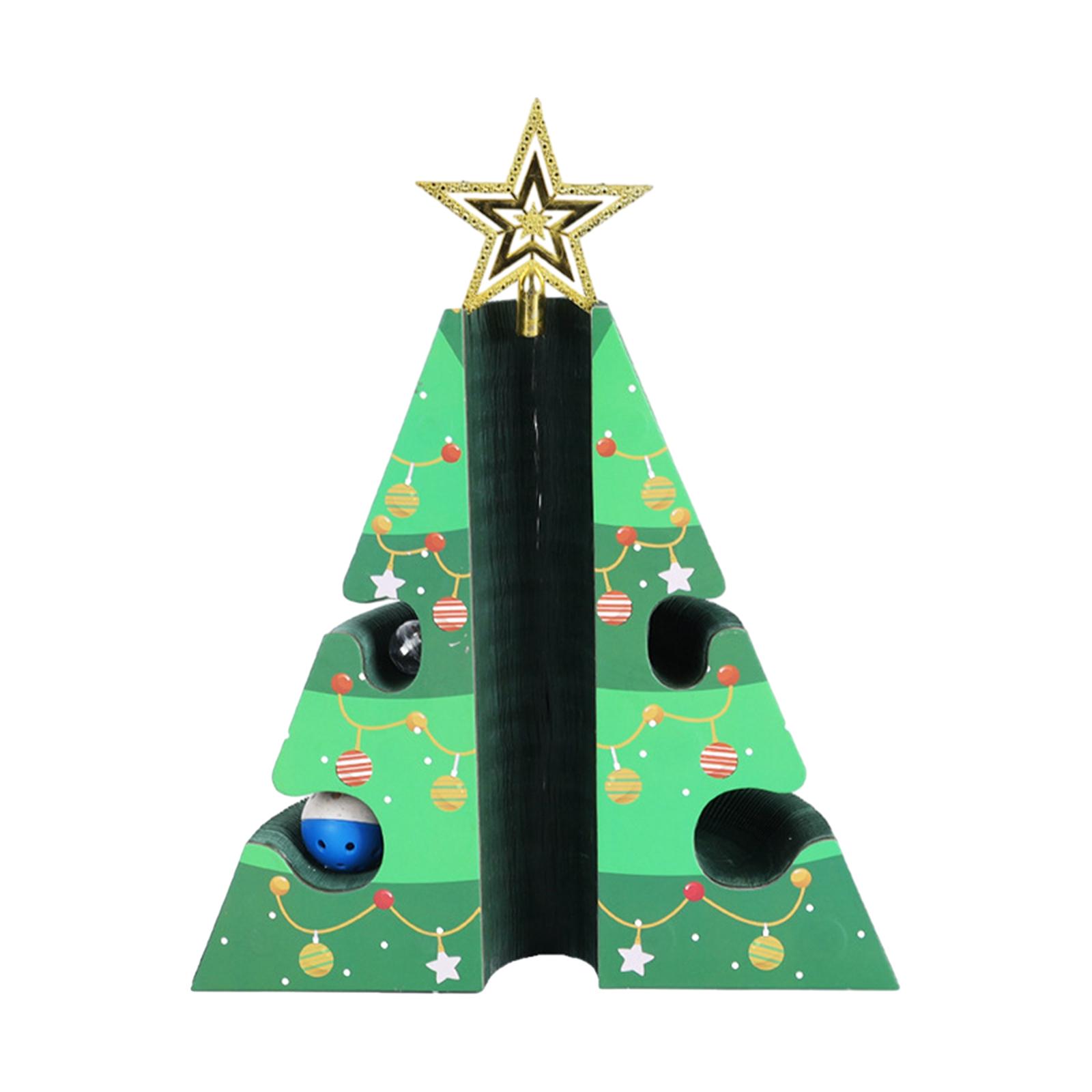 Christmas Tree Cat Scratching Board for Indoor Cats with Bell Ball Cat Toy Grinding Claw Cat Claw Board Pet Supplies Playing