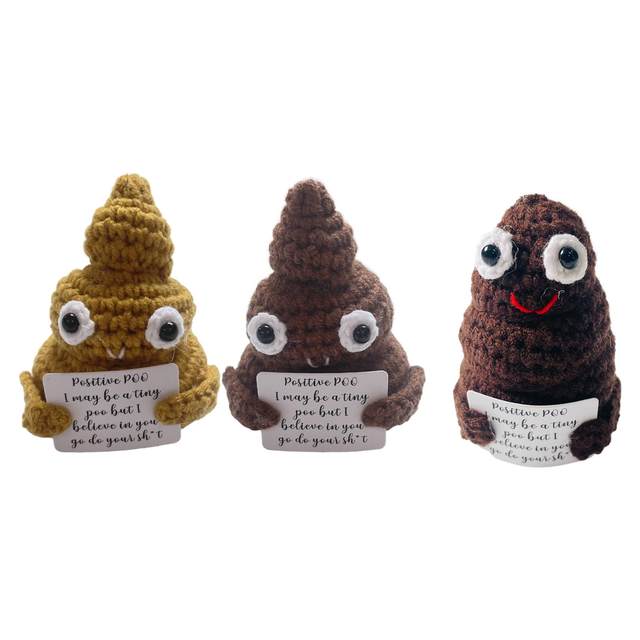 Inspired Toy Gifts with Positivity Affirmation Card Cute Positive Poo  Knitted Doll for Office Xmas Holiday Party Home Decor - AliExpress