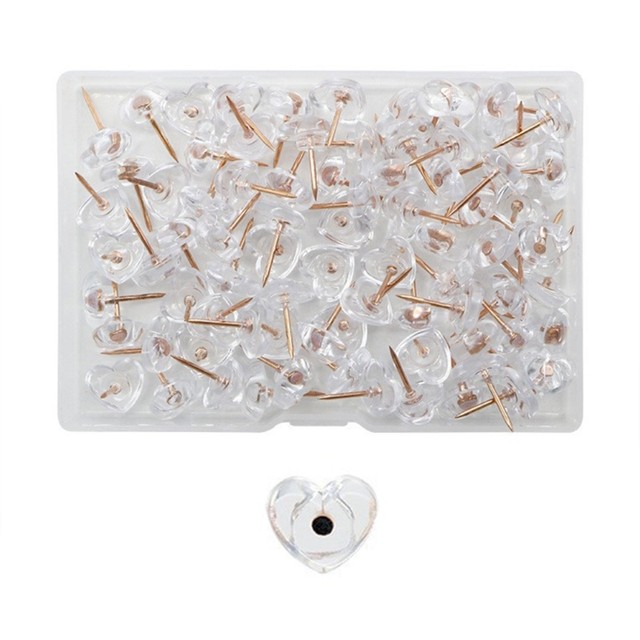  U Brands Push Pins, Clear Plastic Head Thumbtacks, Steel  Point, 200-Count : Office Products