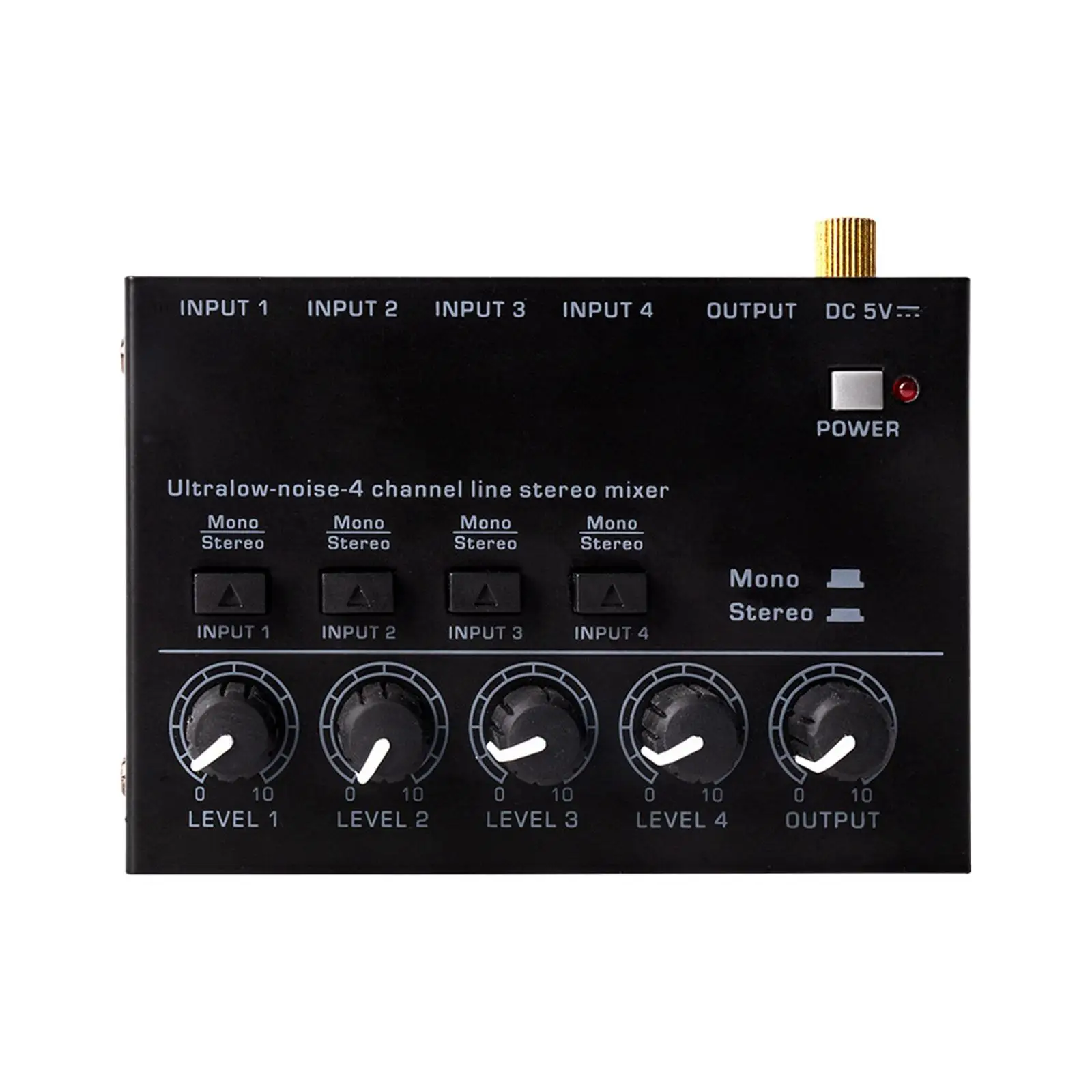 Audio Mixer Low Noise Bass Mixer 4 Channel Stereo Line Mixer for Clubs