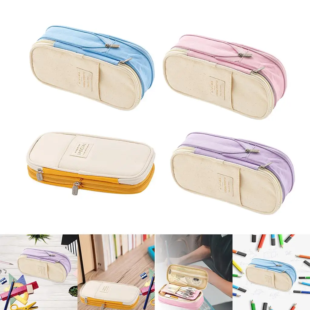 Classic Pen Pencil Case, Cosmetic Makeup Bag for Women Students Boys Girls