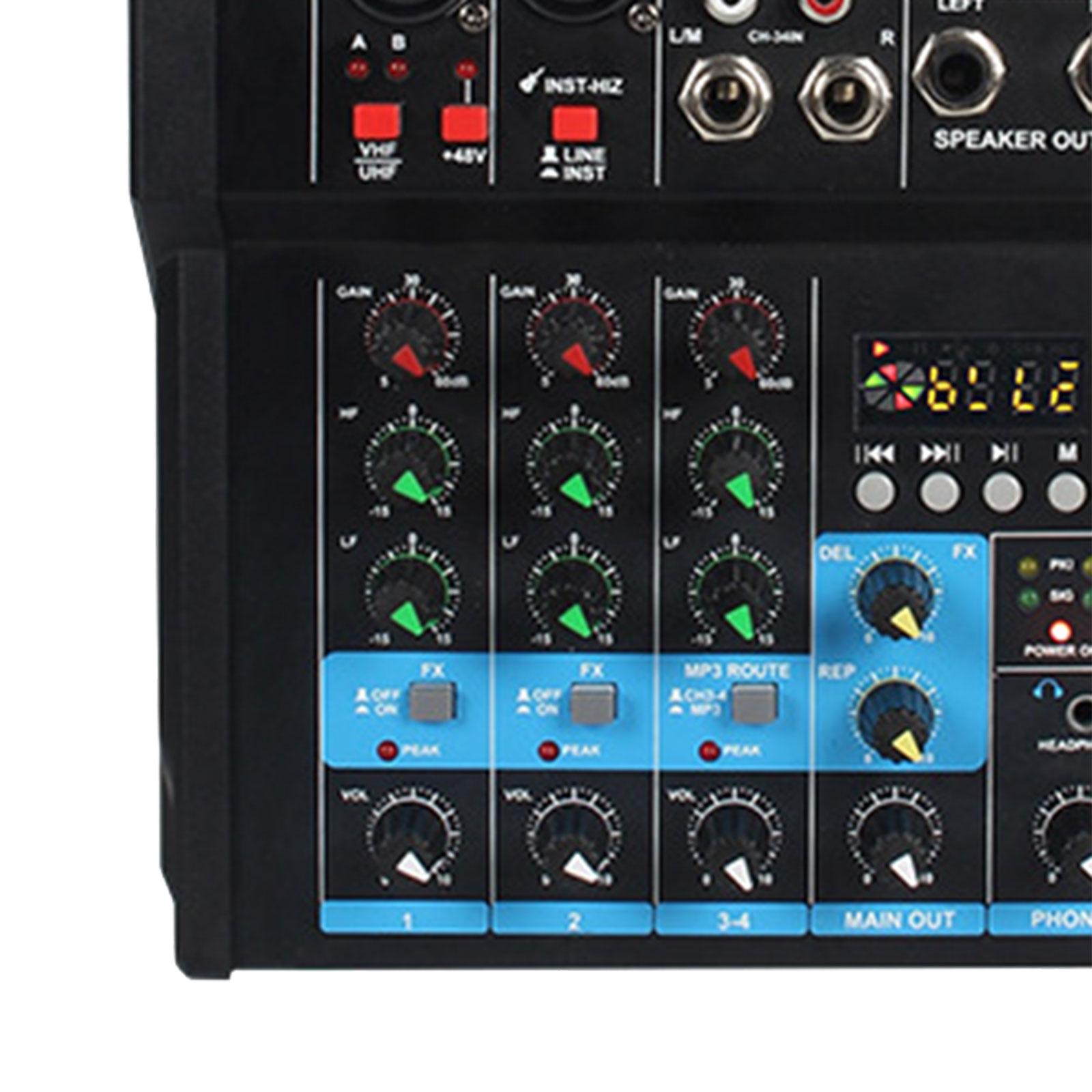 Audio Mixer Amplifier with Wireless Microphones 4 Channel Sound Mixing Console for Karaoke Party Recording Live Streaming Studio