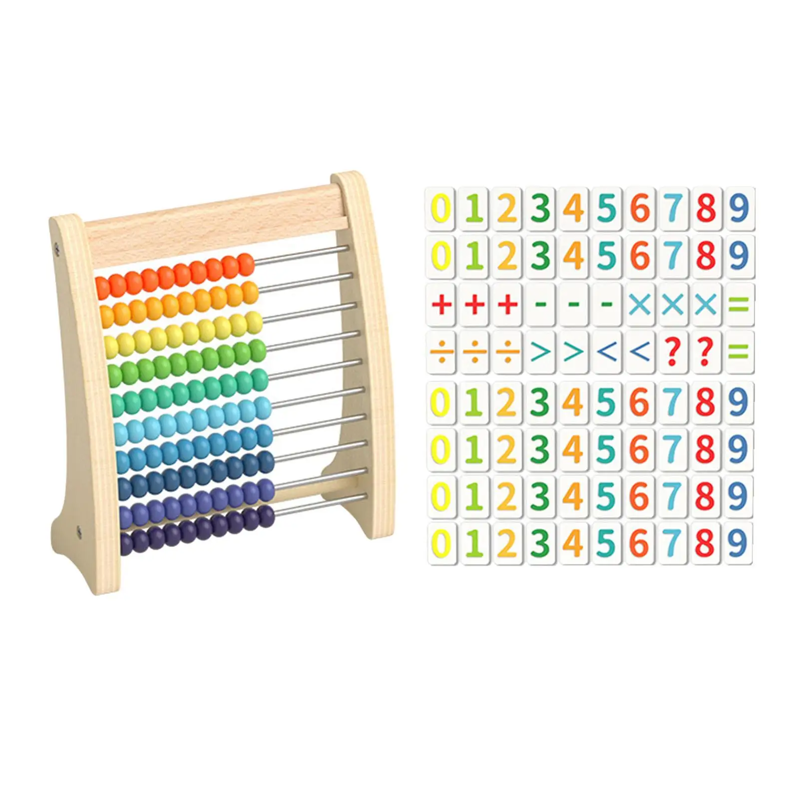 Colorful Wooden Abacus Ten Frame Set Bead Arithmetic Abacus Educational Toy for Toddler Kindergarten Preschool Kids Elementary