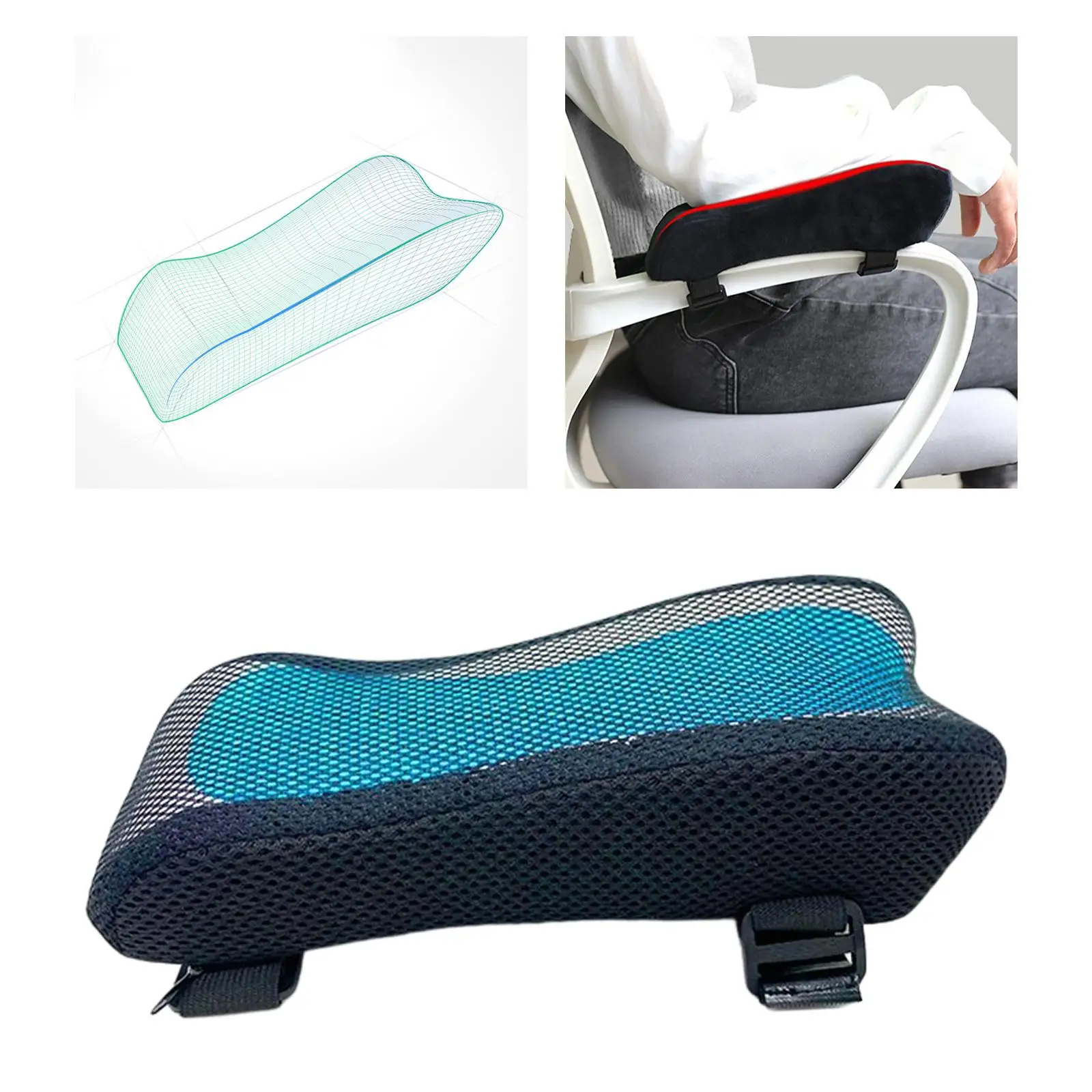 Memory Foam Arm Pads Forearms Pressure Removable Cover Ergonomic Pressure Relief Washable Chair Armrest Cushions for