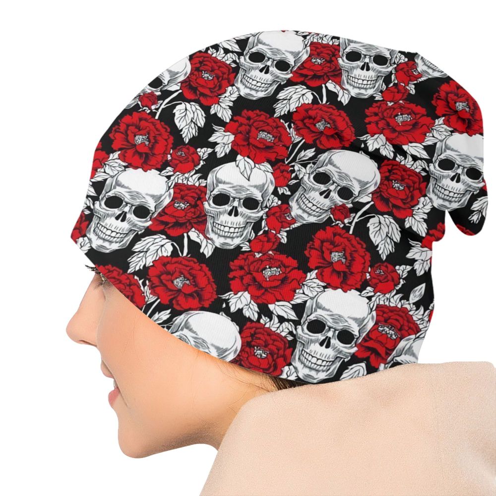 Benutzerdefinierte Schädel Druck Motorhaube Hüte Straße Stricken Hut Für Frauen Männer Winter Warme Horror Skeleton Tod Skullies Beanies Caps – Detail 35