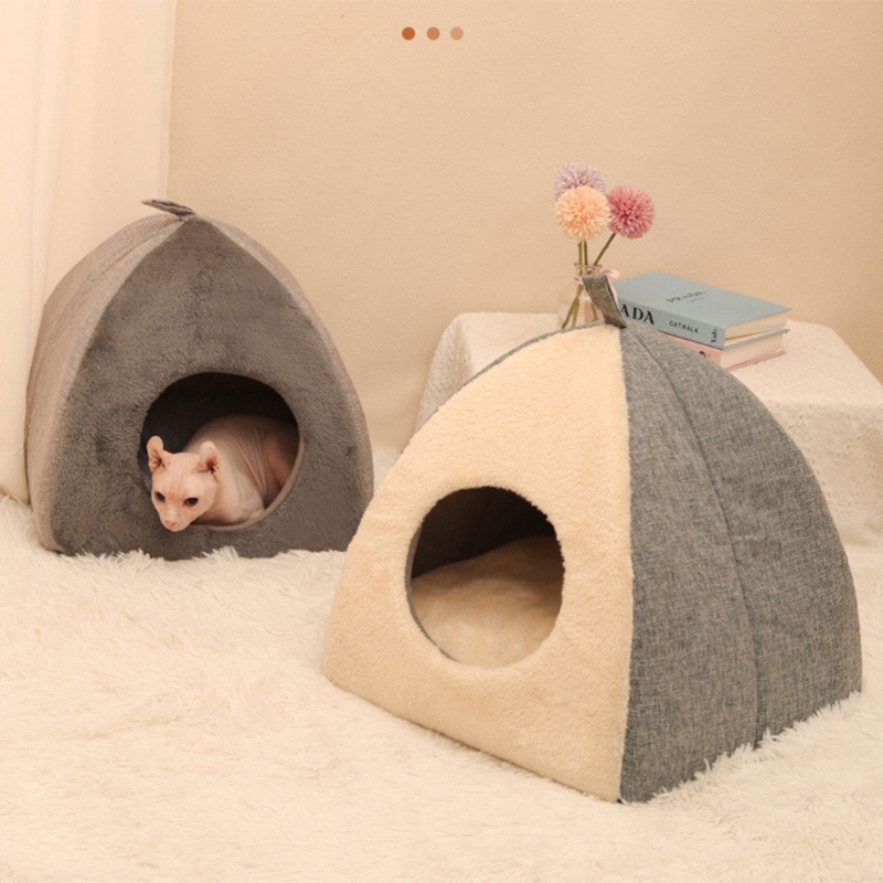 Title 1, Pet Warm Bed House Soft Indoor Semi-closed Cave...