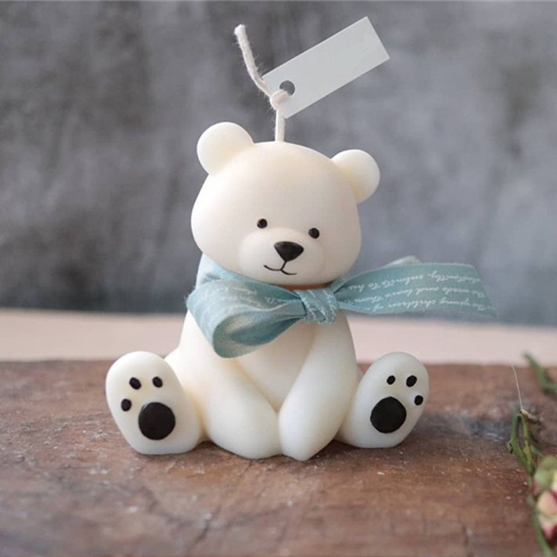 Description Picture 2 of itemLarge 3D Sitting Bear Aromatherapy Candle Silicone Mold Diy Cute Animal Plaster Craft Resin Mold Handmade Soap Candle Making Kit