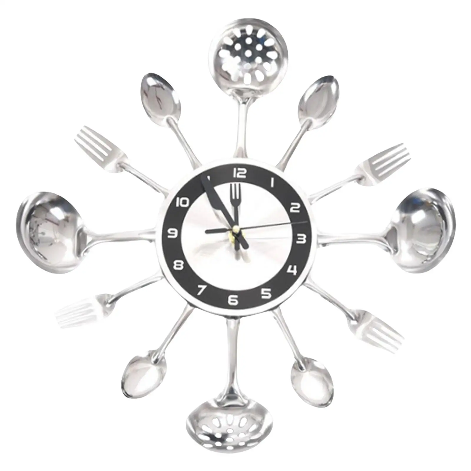 Kitchen Cutlery Wall Clock Cutlery Kitchen Utensil with Forks Spoons Decorative Wall Clock for Restaurant Bedroom Ornaments