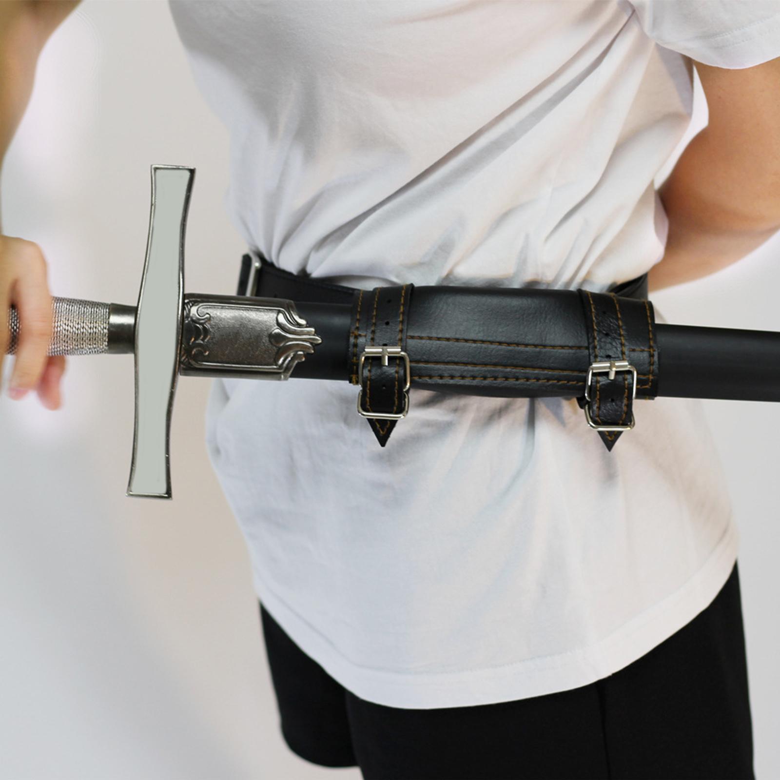 Renaissance PU Leather Sword Frog Belt Costume Accessories Rapier Knight Sword Belt with Metal Buck 2 Color