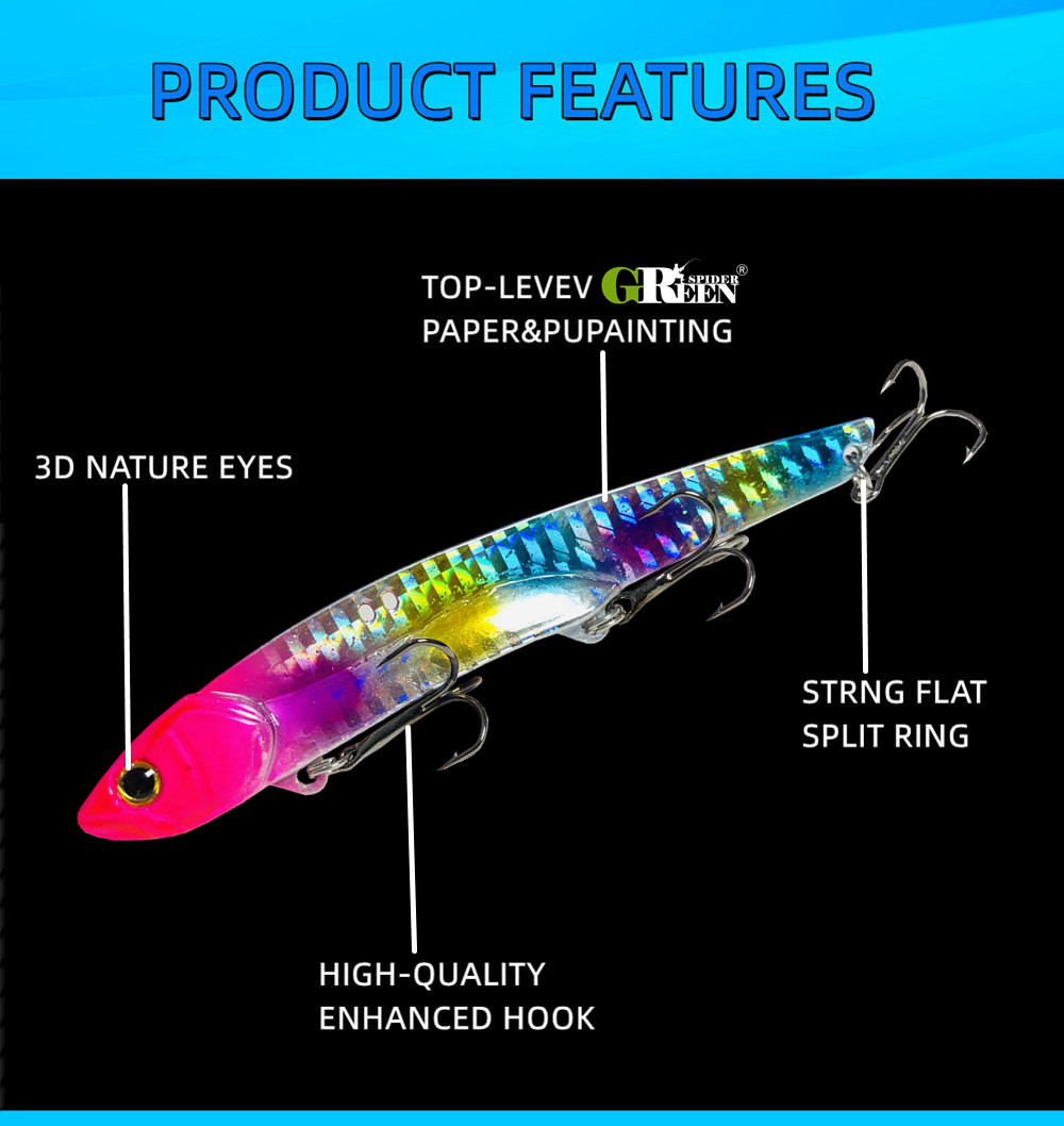 35g 10,5 cm Metall VIB LureFishing Löffel Süßwasser Angeln Harter Köder Scheibe Jig Köder Löffel Angelgerät Metall Jigging – Detail 3