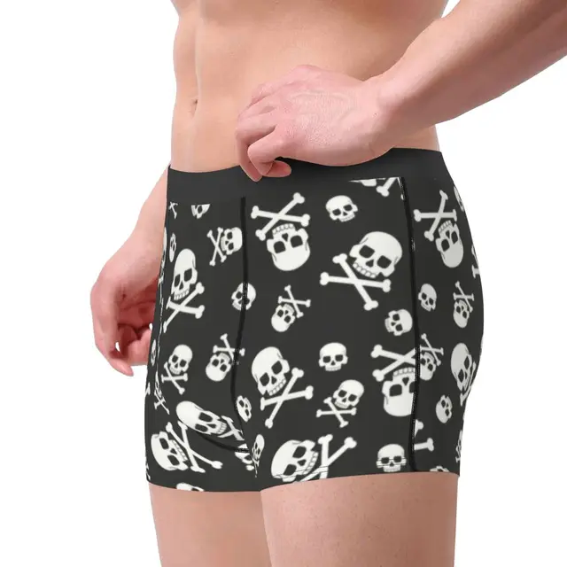 Fashion Jolly Roger Boxers Shorts Underpants Male Breathbale Pirate Skull  Briefs Underwear