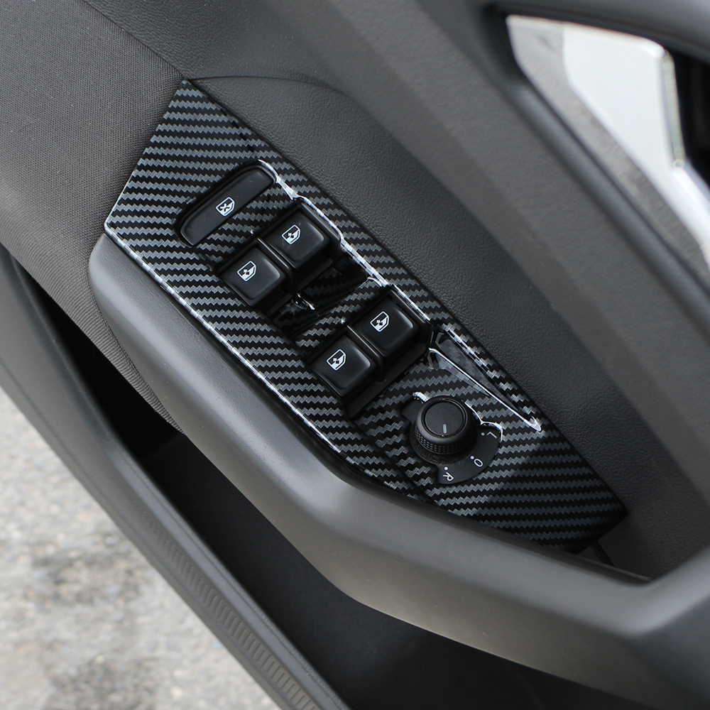 4-teiliges Set Autotür-Fensterheber-Abdeckungsaufkleber für Volkswagen VW T-Cross Tcross 2018 2019 2020 2021 2022 2023 LHD Zubehör – Detail 5