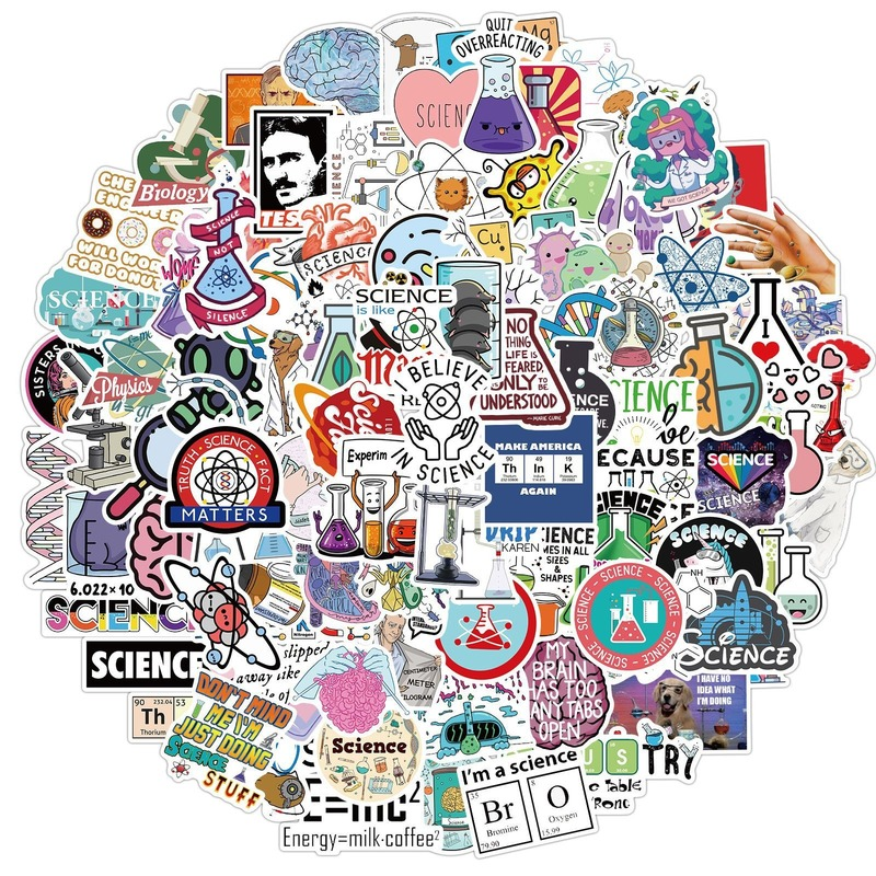 10/50/100 Stück Chemie Wissenschaft Graffiti Aufkleber Wasserdicht Gitarre Laptop Pad Telefon Wasser Tasse Koffer Skateboard Neuheit – Detail 1