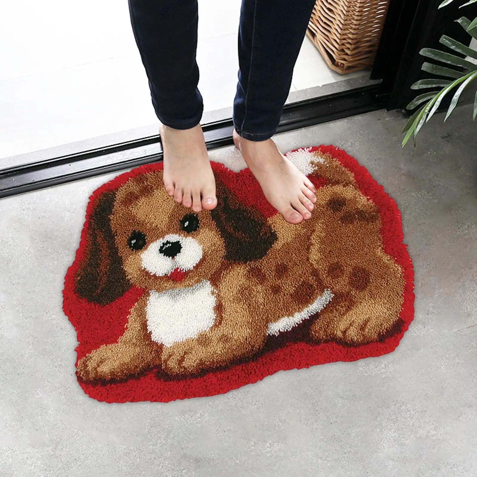 Creative Latch DIY Rug Making Kit Embroidery Carpet Set Cute Puppy Animal Pattern Carpet Latch Hooking Kits for Festival Carpet