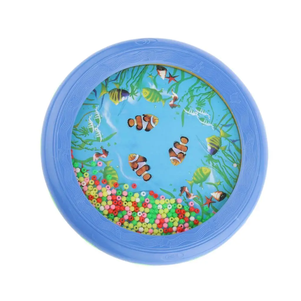 Blue  Scenery Pattern Drum kids Rattle Musical Percussion Toy