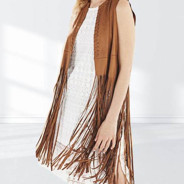 Nostalgia hotsell Brown Faux Suede Fringed Vest