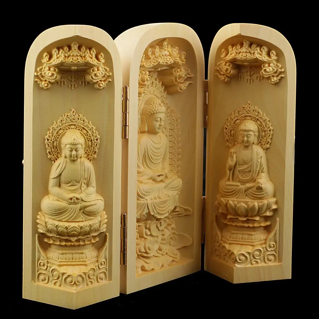 Buddhism Statues  Yin Statue 3 Carved Wooden  for Collectors