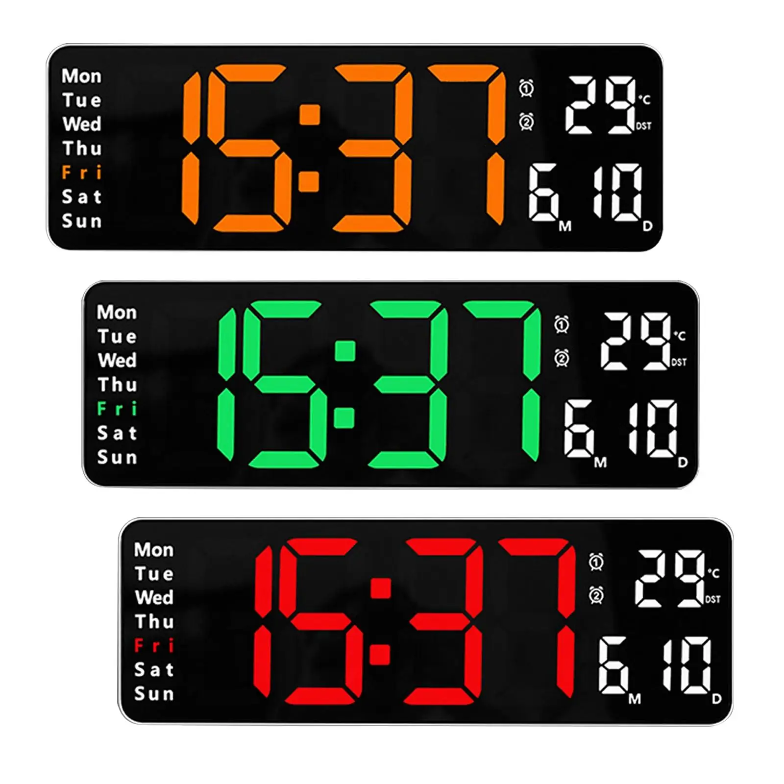 Large Display Digital Clock Date Week Mute USB with Remote Control Wall Mounted Wall/Tablw Clock for Bedroom Home