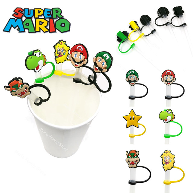 Mario Luigi Princess Peach Bowser Super Mario Straw Covers, Mario Bros Straw  Toppers, Cover for Metal Glass Straws 6-8mm Straw Opening 