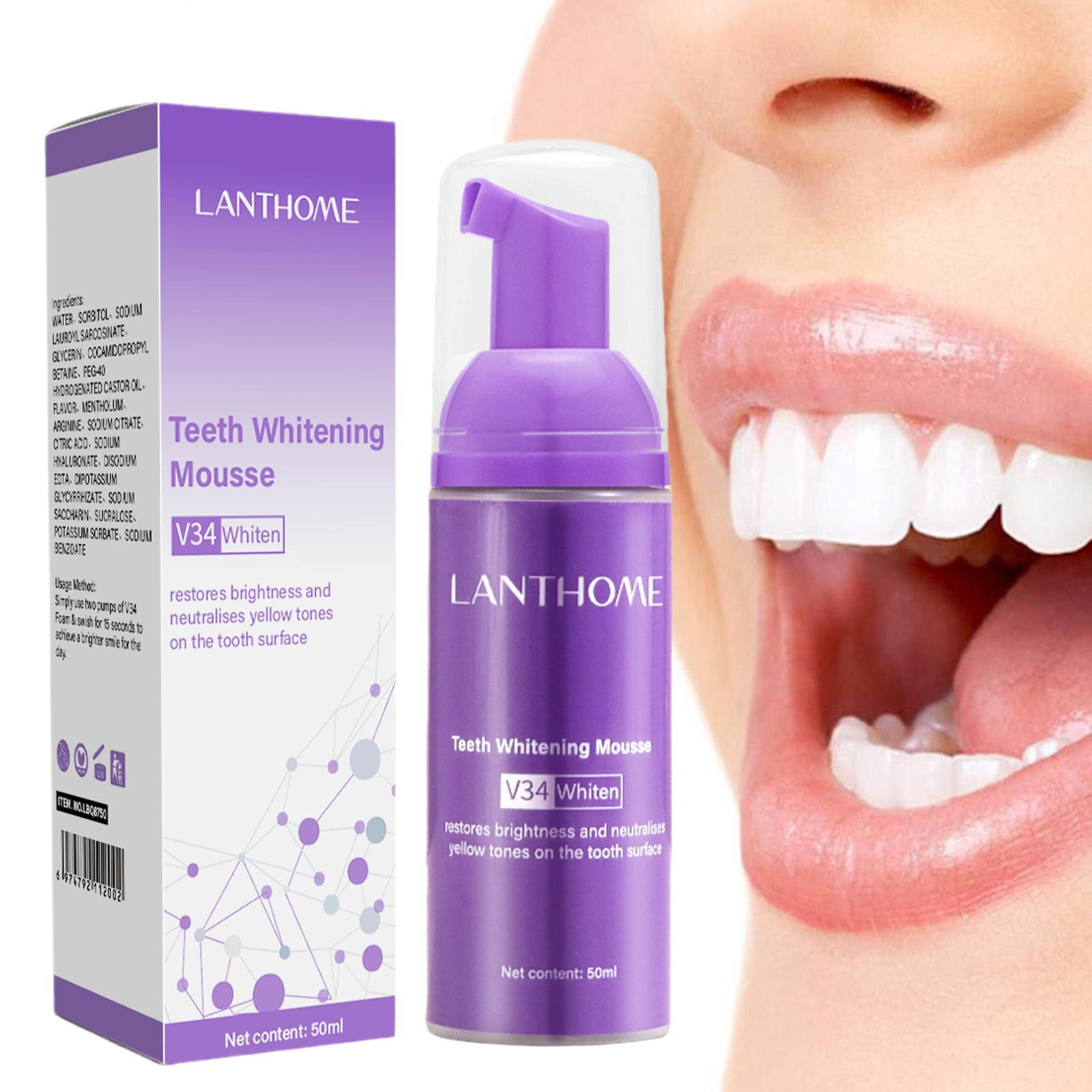 Best of V34 Teeth Whitening Mousse Remove Stains Fresh Breath Teeth Whitening Oral Hygiene Mousse Toothpaste Tooth Cleaning Foam 50ML Reviews & Tips