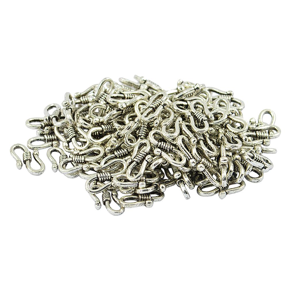 100 Pieces 15x8mm Alloy  Tibetan  Hook Connectors Clasps Necklace Clasp Bracelet Clasp DIY Jewelry Findings Accessories