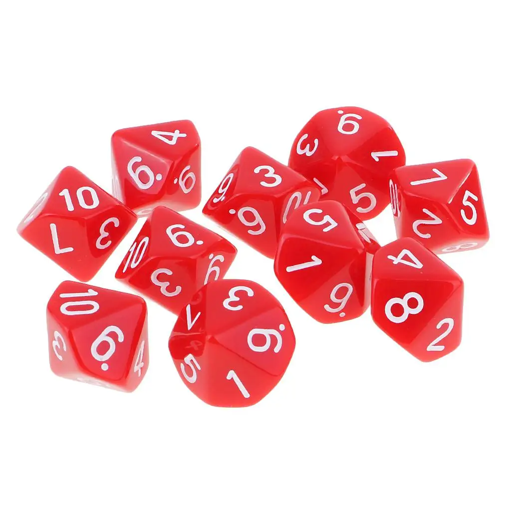 MagiDeal 10pcs 10 Sided Dice D10 Polyhedral Dice for  and  Games White