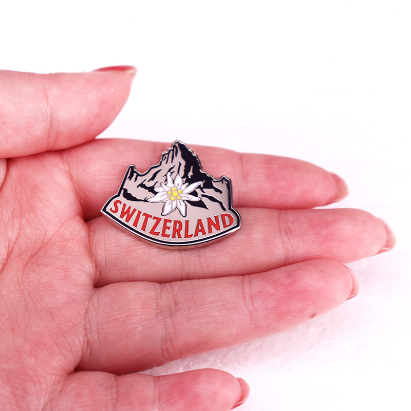 Schweiz Edelweiss Hartemail Pin Schweizer Nationalblume Brosche Schmuck – Detail 3