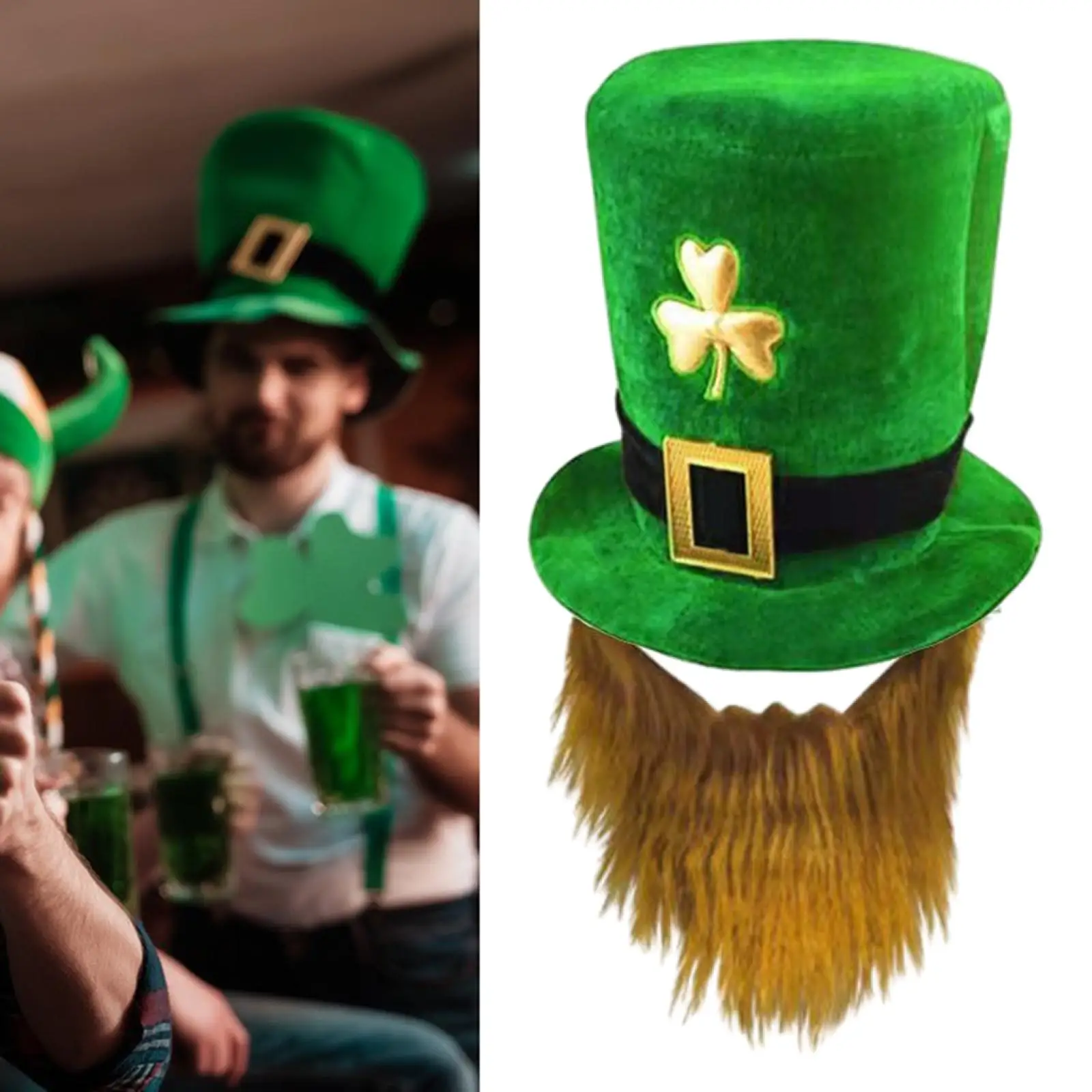 LEPRECHAUN Costume Dark Green Velvet Tall TOP HAT Irish St Patricks Day 