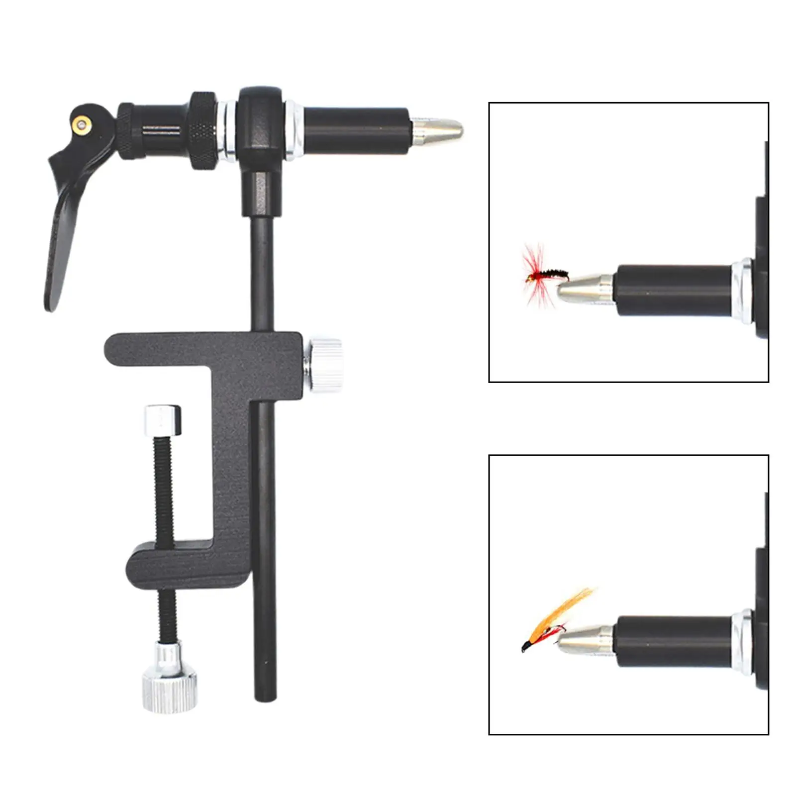 Rotary Fly Tying Vise Tools Brass C-clamp Rotating Hook Tool Steel Whip finisher Bobbin Thread Holder Basic Fly Hook Tool