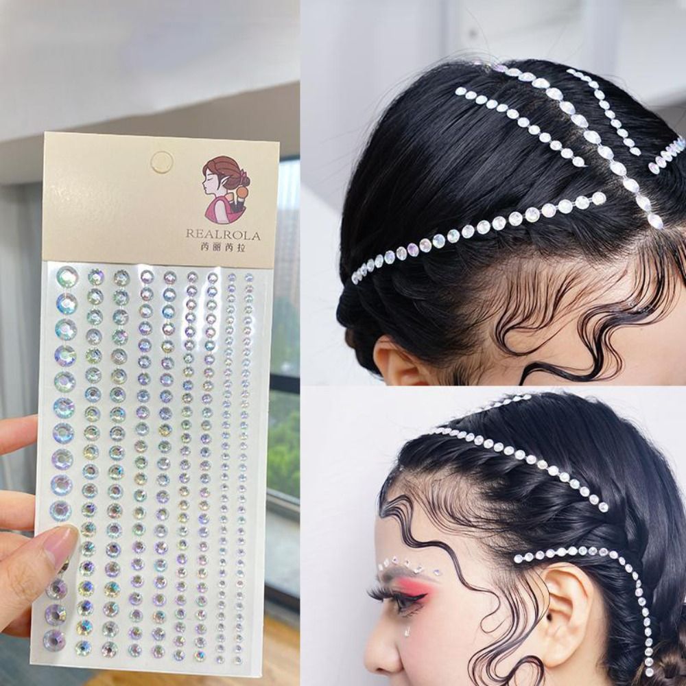 Best of Colored Diamonds Long Rhinestone Strip Sticker Hair Rhinestone Decoration Adhesive Face Decal Temporary Tattoo Stickers Reviews & Tips