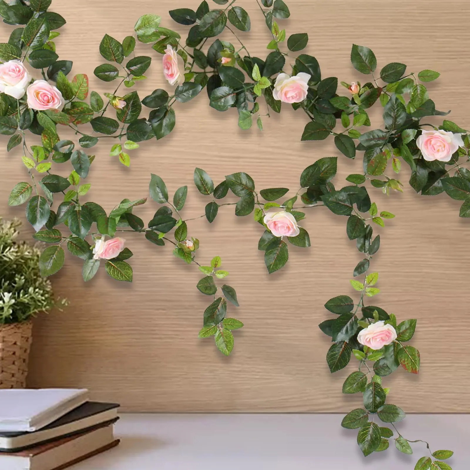 Artificial Rose Vines Photography Prop rose Vine Hanging Faux Leaves Floral for Party home Backdrop Wall Decor