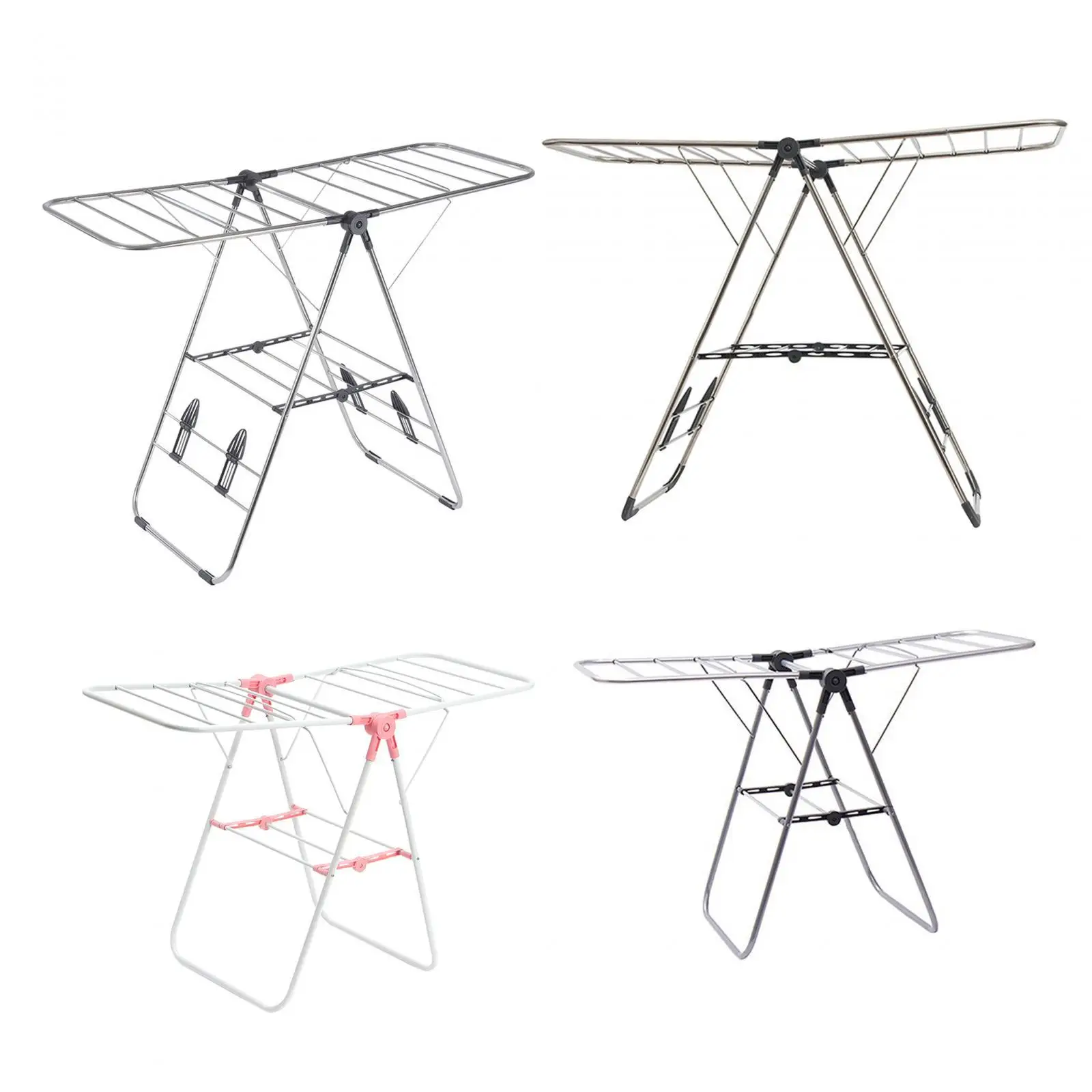 Folding Laundry Drying Rack Stand Height Adjustable for Backyard