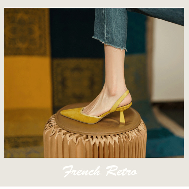 French Pointed Toe Sandals, Brown Roman Hollow Thick Heel Sandals, Women outlets Mid-heeled Shoes, Vintage Leather Slippers, White Wedding Shoes