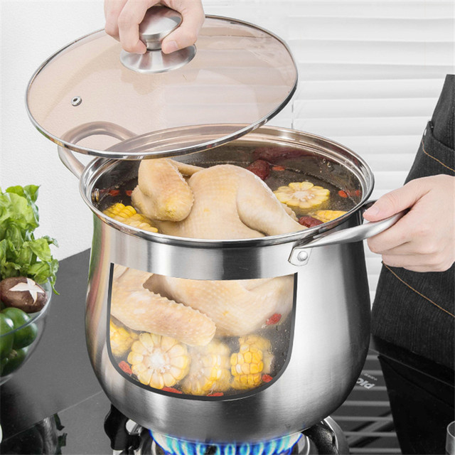 5.5l 7l 9l Household 304 Stainless Steel Soup Pot Extra-high With Double  Bottom Thick Stew Pot Cookware Kitchen Pots Hot Pot - Soup & Stock Pots -  AliExpress