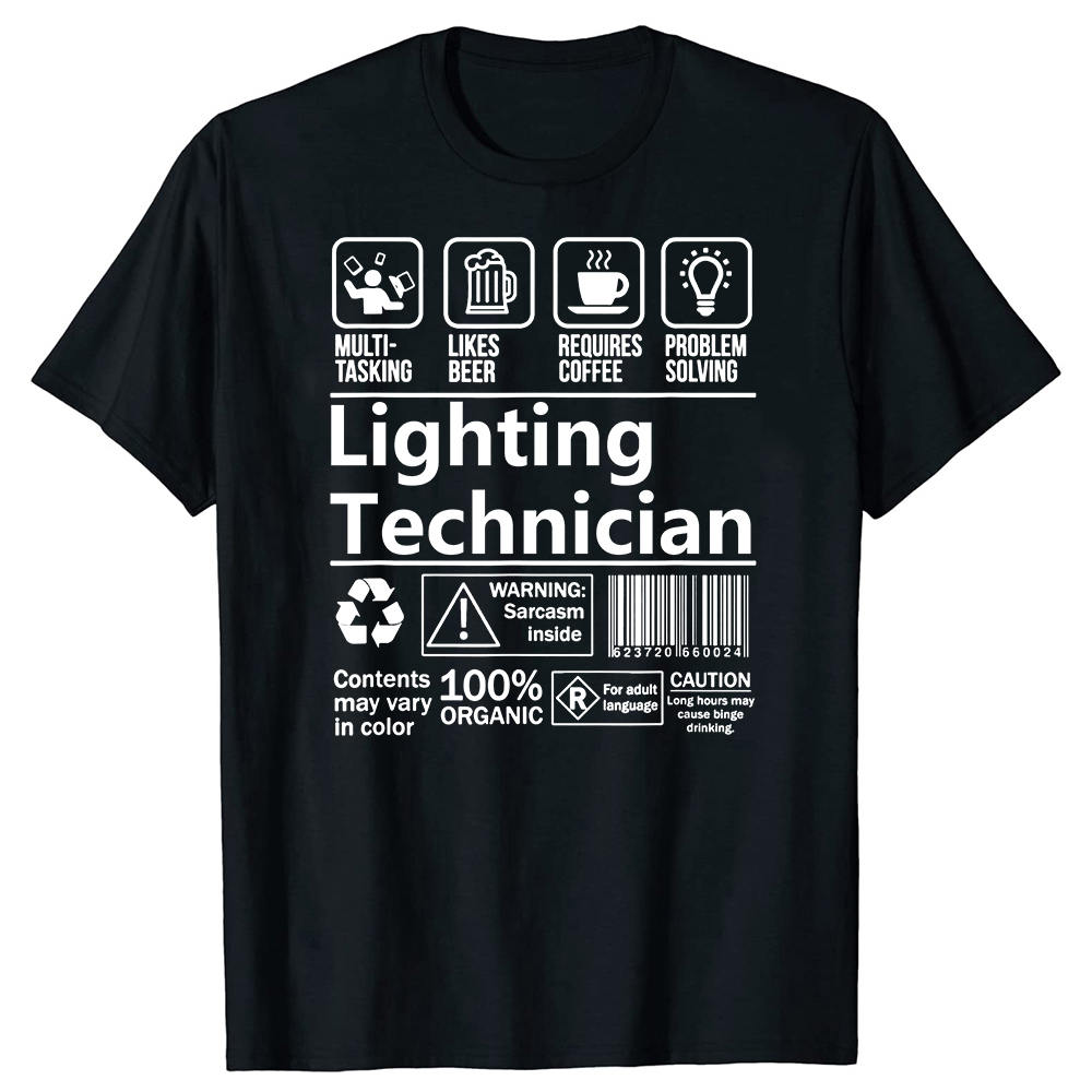 Lustige Beleuchtung Techniker Multitasking T Shirts Grafik Baumwolle Streetwear Kurzarm Geburtstag Geschenke Sommer Bier Kaffee T-shirt – Detail 2