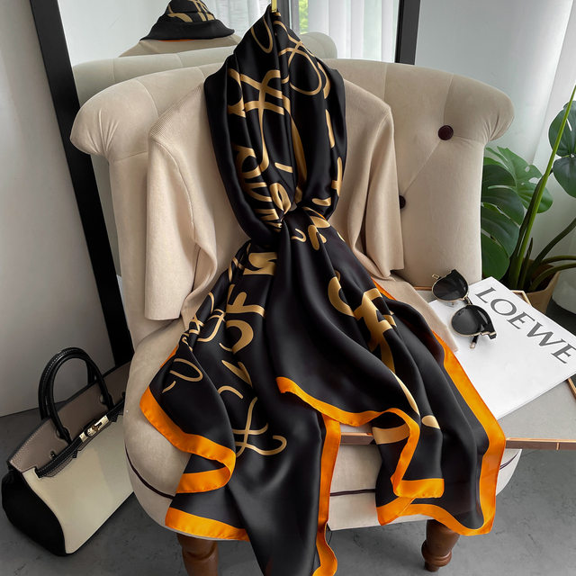 2021 Luxury Brand Silk Scarf Female Letter Print Women Wrap Lady