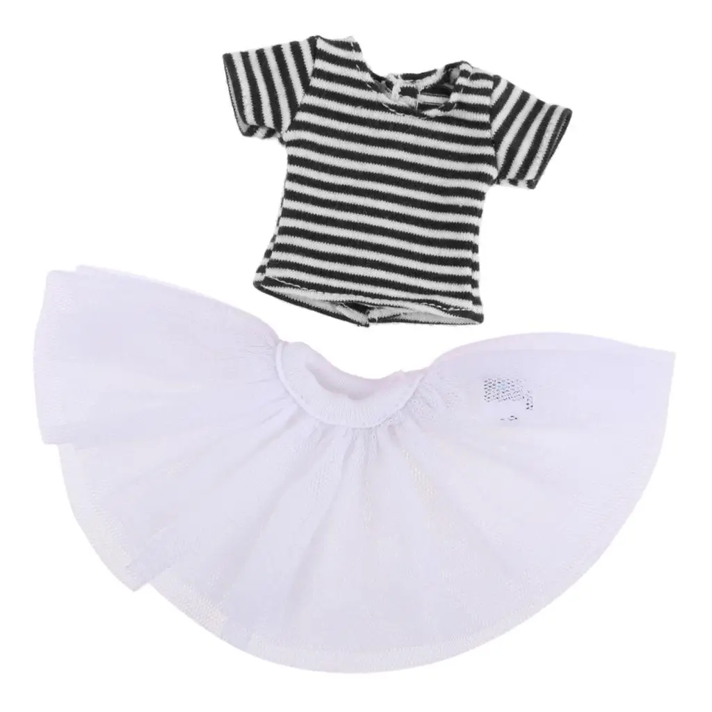 Handmade Striped Tops Pettiskirt Tutu Skirt Ball Gown for 1:6 Blythe Doll