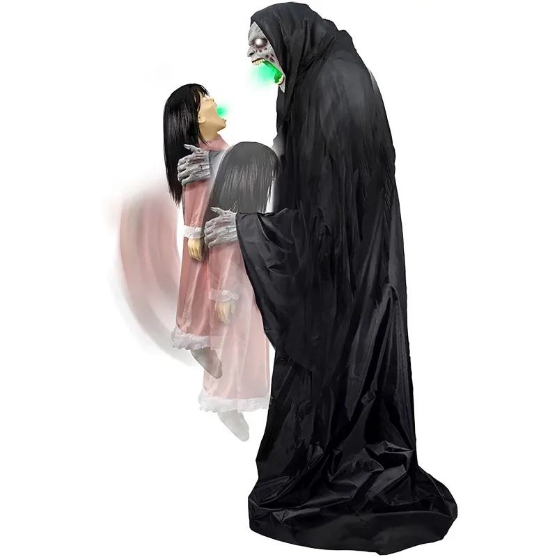 DUTRIEU- Soul Sucker Demon Reaper halloween, Premium Talking Halloween Animatronic, Plug-In or Battery