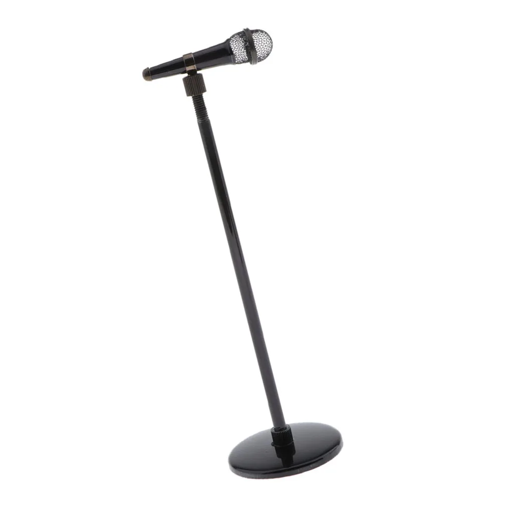 1/12 Mini Microphone Model with Adjustale Stand 16- for Dolls House, Kids